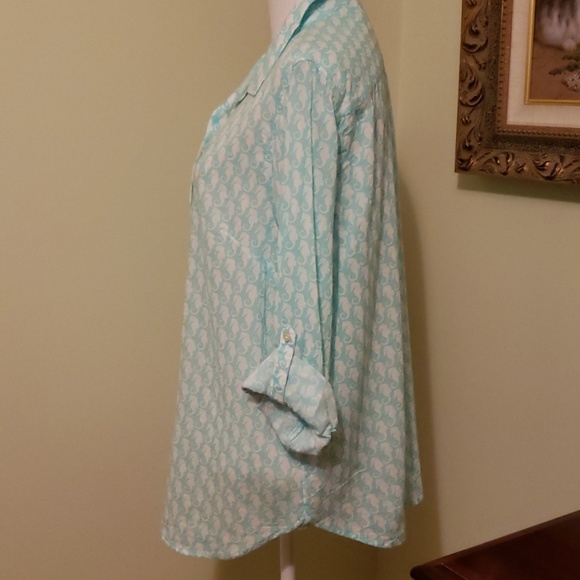 COPY - Talbots Seahorse Blouse - Picture 4 of 5